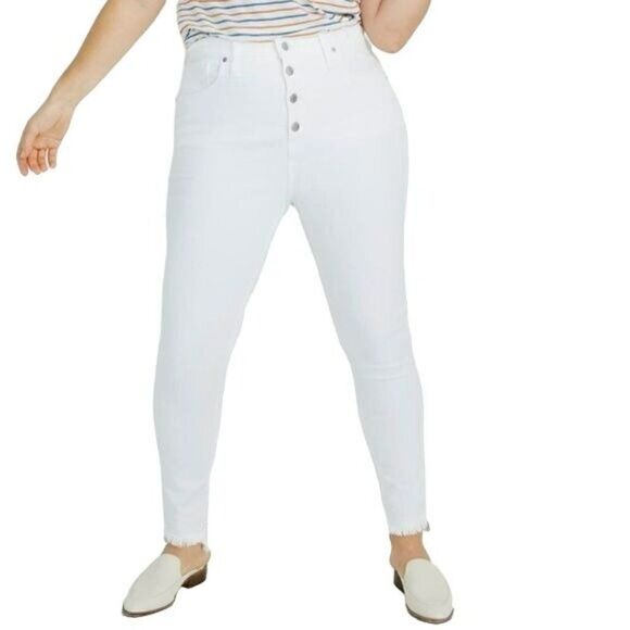 Madewell Denim - Madewell High‎ Waist Button Fly Ankle Jeans Size 37 White NWT